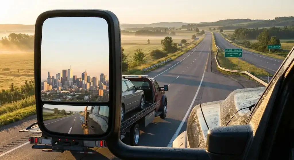 Surrey tow truck on extended highway route
