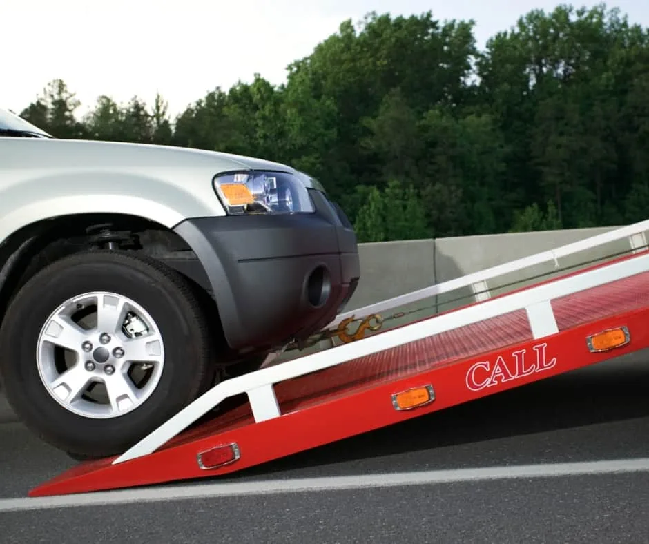Surrey local tow truck on residential street
